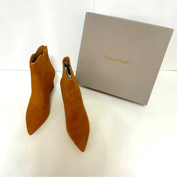 Franco Sarto Women’s Venture Leather Bootie In Whisky Color- New In Box -Reemoly